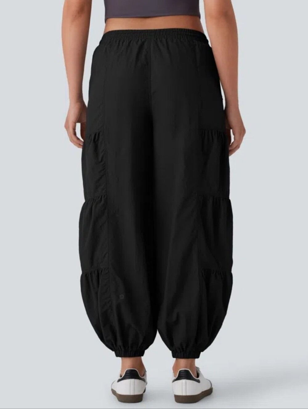 HALARA Mid Rise Drawstring Pocket Ruched Parachute Casual Cargo Baggy Pants L - Picture 11 of 16